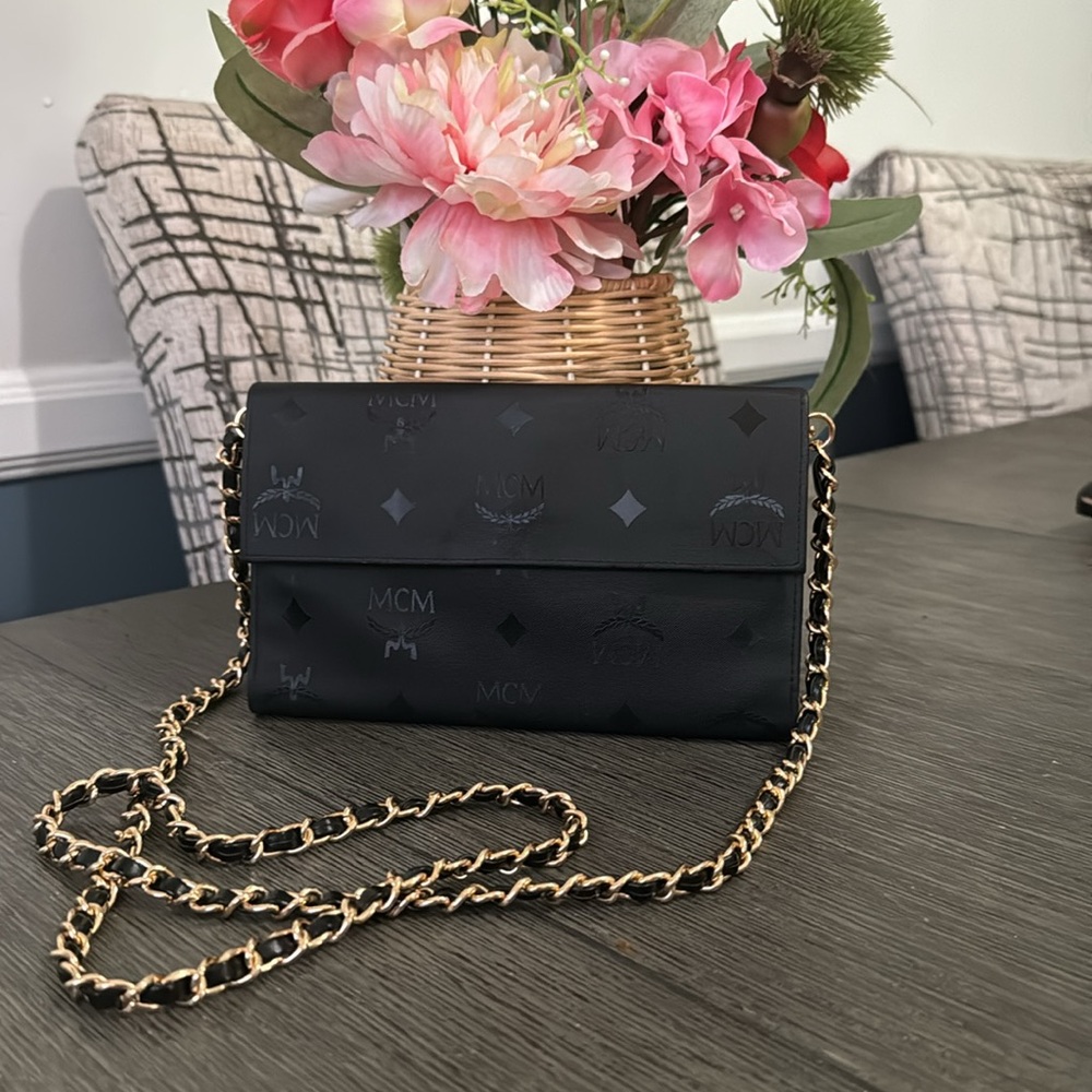 💯 MCM Black Visetos Nylon Long Wallet